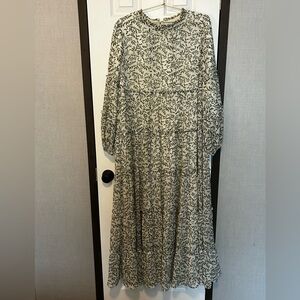 Dainty Jewells White and Green  Leaf Print Dress